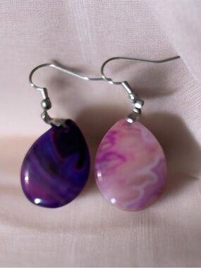 Purple  Agate Marbled Drop Earrings - Women Jewelry